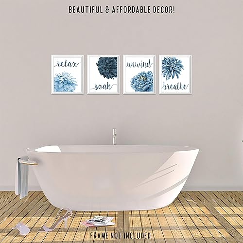 Miniatura 7 de Simplitic Relax Soak Unwind Breathe Blue Blend Floral Prints, 4 (8x10) Unframed Photos, Wall Art Decor Gifts for Home Office Salon Lounge Bathroom