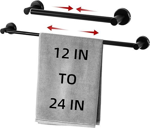 Toallero retráctil de 2 piezas de 11 a 24 pulgadas para baño, toallero grueso de acero inoxidable SUS304 - Toallero resistente montado en la pared -