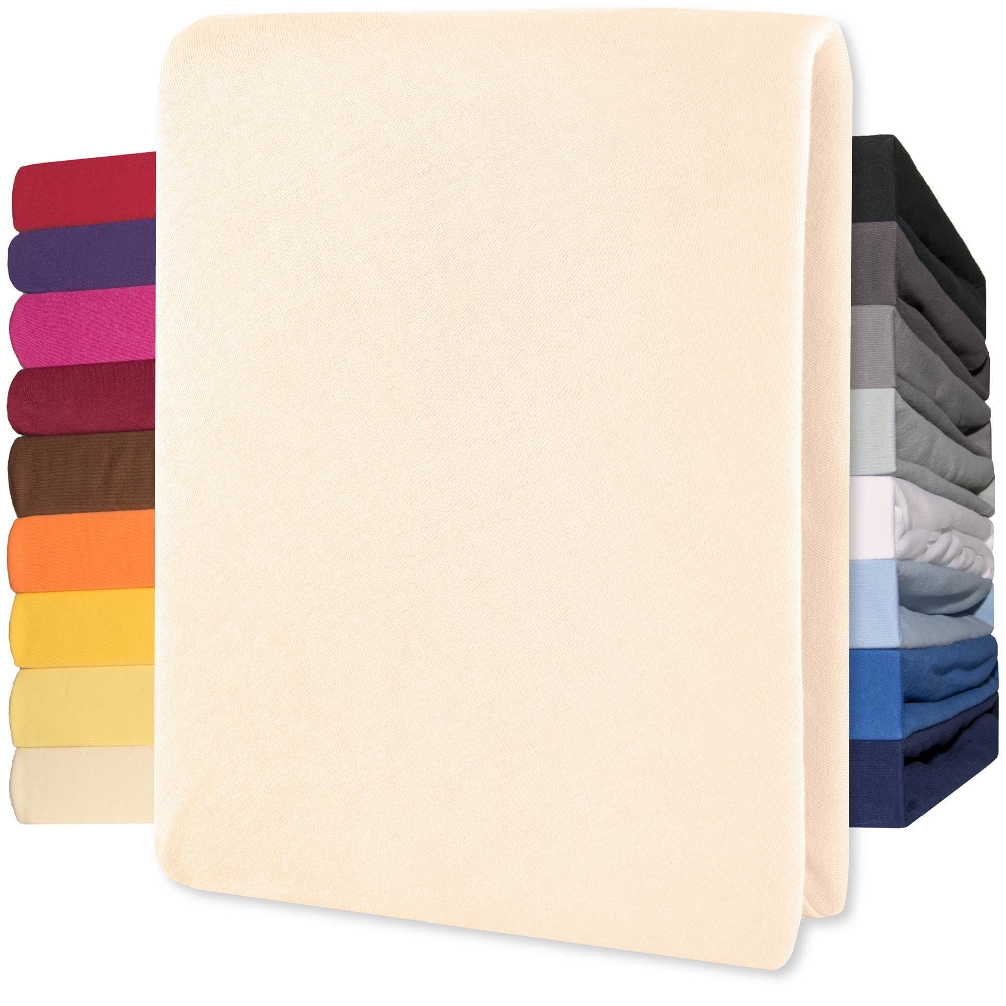 CelinaTex Jersey Spannbettlaken Lucina 140x200-160x200cm Natur beige 100% Baumwolle gekämmt bis 26cm Matratzenhöhe Spannbettbezug, Leintuch, Bettlaken, elastisch, Strech, Oeko-Tex