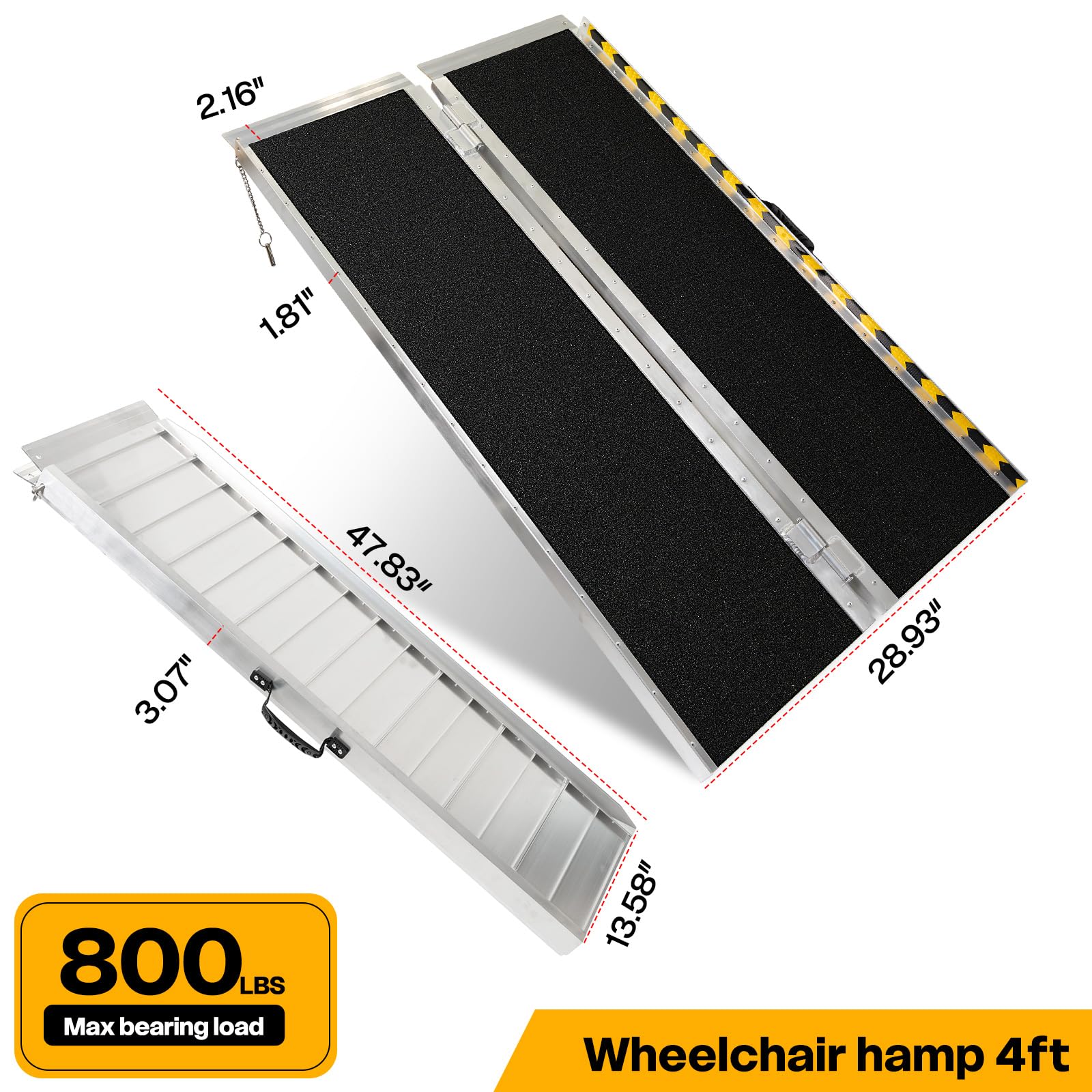 Vie Triomphe - Rampa portátil para silla de ruedas de 4 pies con asa, rampas plegables de aluminio antideslizante para entrada en casa, rampas de umbral para puertas, rampas para escalones