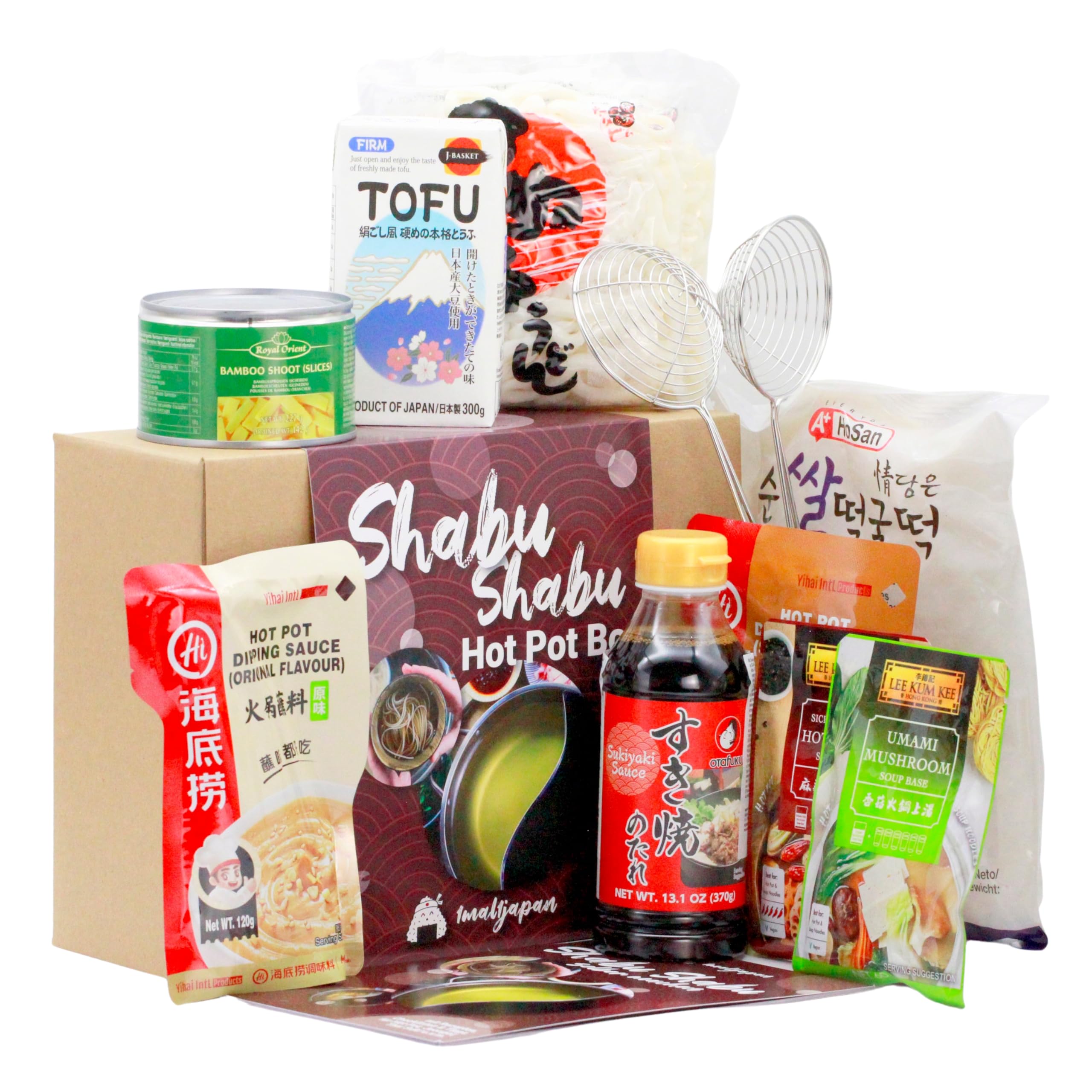 Shabu Shabu Hot Pot Box (13-teilige DIY Set für 4-5 Personen | japanisches Asian Fondue, inkl. Anleitung und Zubehör, vegan möglich), Geschenkidee (Shabu Shabu Set)