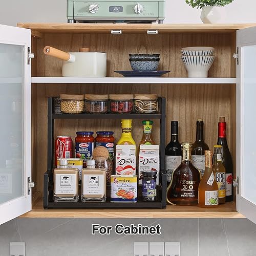 Miniatura 3 de YMYNY Estante de especias de 4 niveles con diseño escalonado, estante organizador de cocina de pie, estante de almacenamiento de encimera para