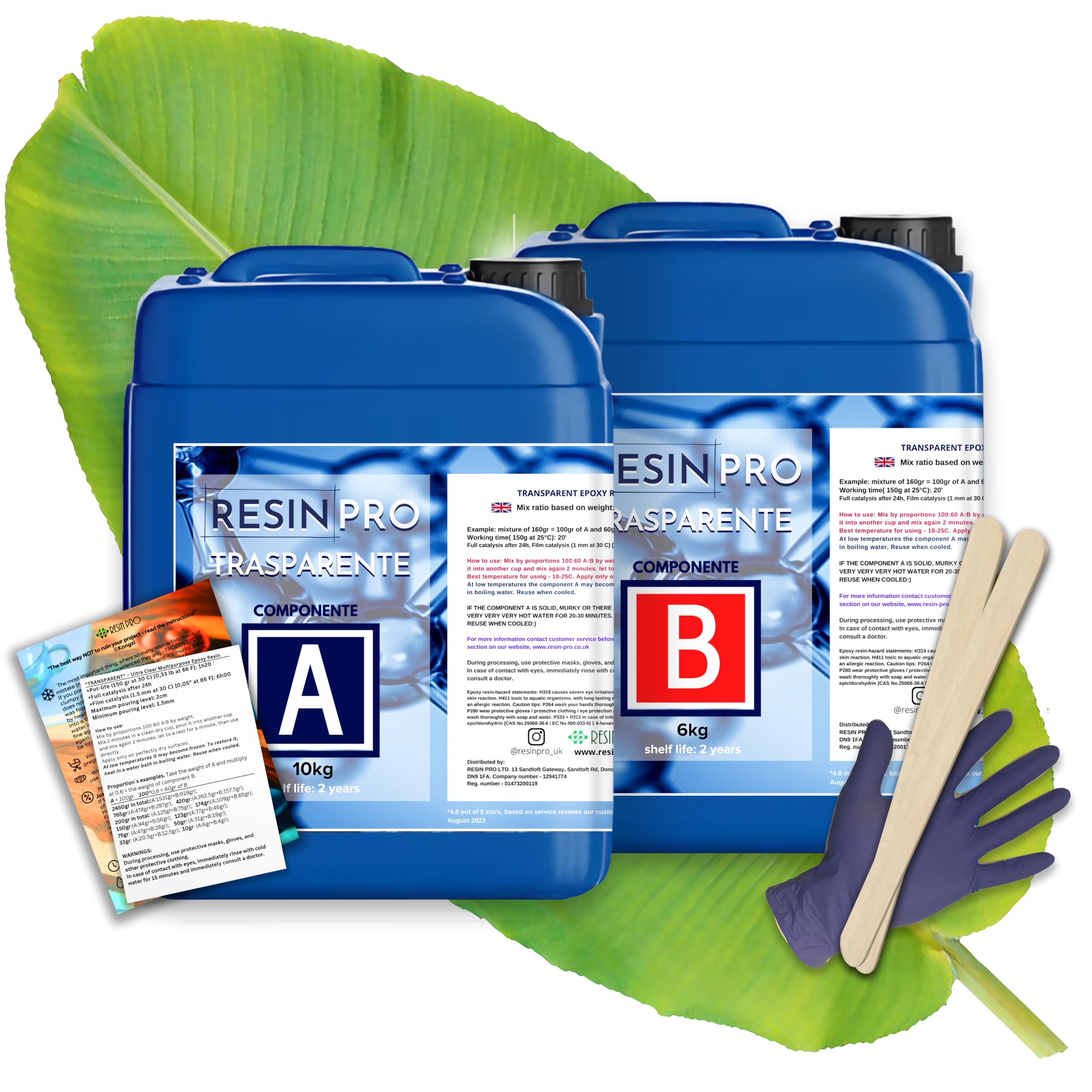 Resin Pro Epoxy Resin, 17.6 L Crystal Clear Epoxy Resin And Hardener Kit For Craft, Artwork, Jewellery Making, Table, Art Creations - Easy Ratio Resins - Heat Resistant (16 Kg)