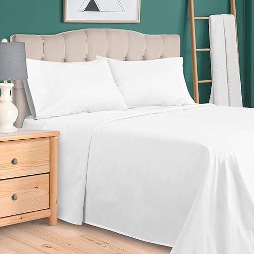 Superior Juego de sábanas de 800 hilos 100% algodón egipcio, blanco, tamaño Queen
