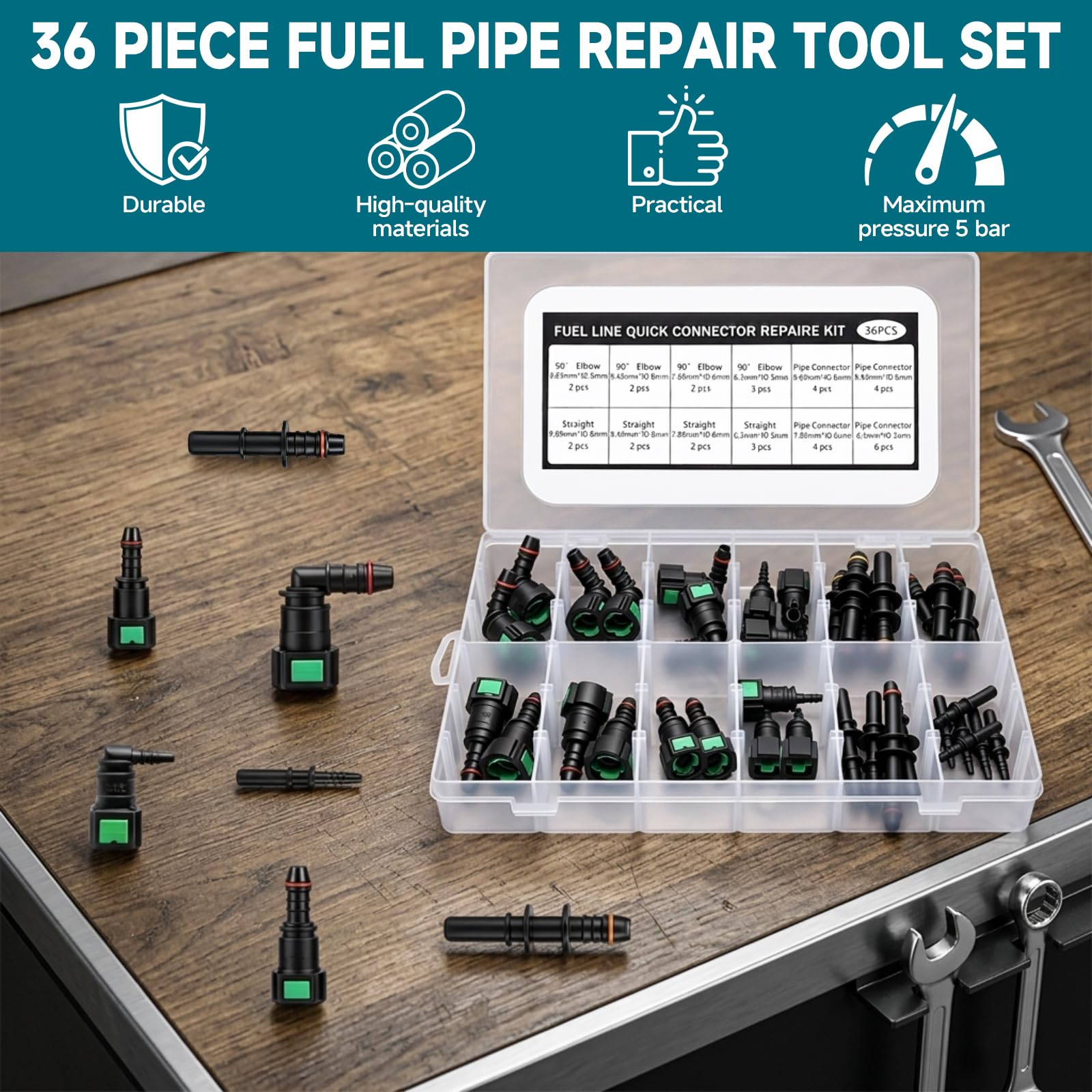 Raccordi Rapidi per Tubi Benzina Multi Misura SAE, Kit Riparazione Auto Moto Barche