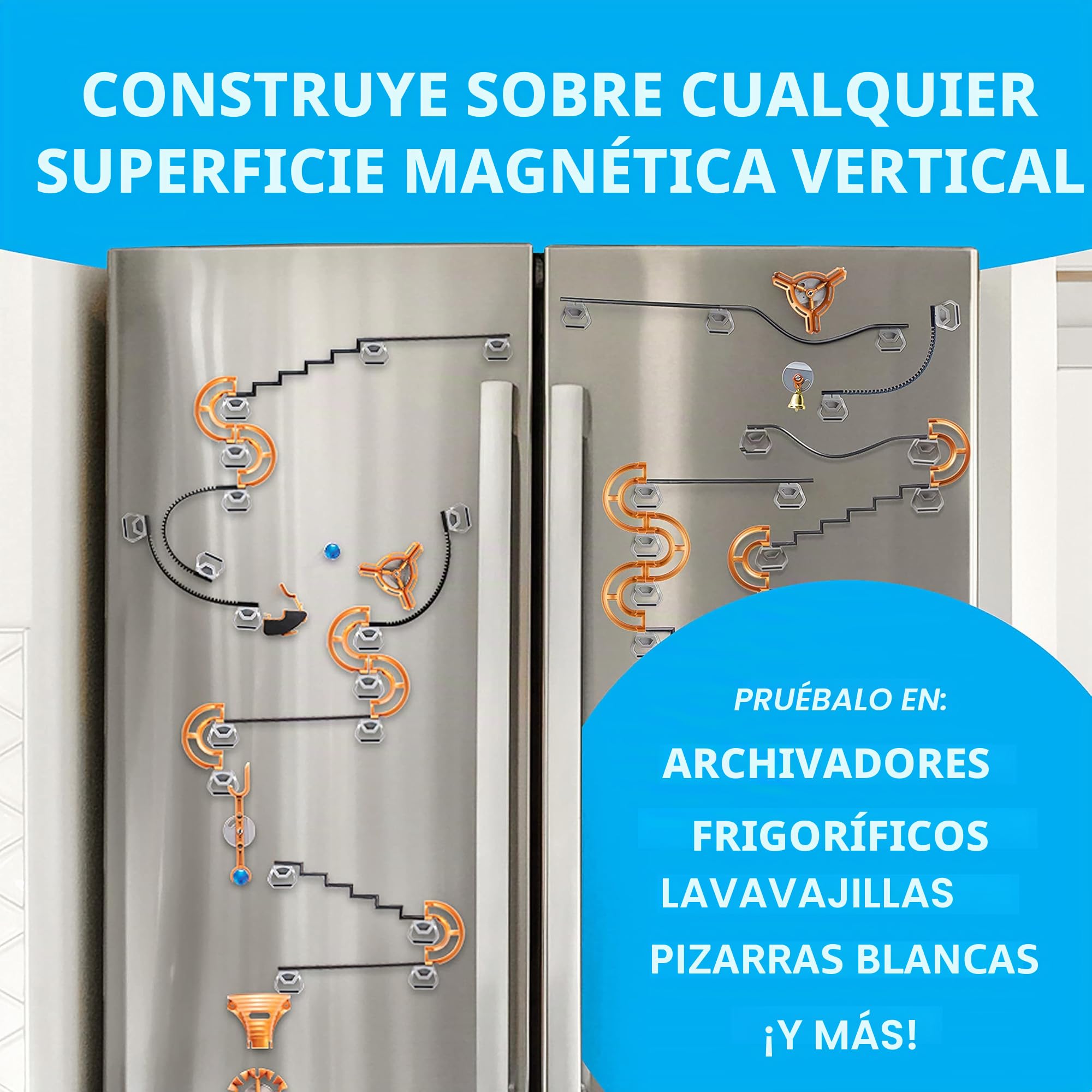 National Geographic Circuito de Canicas Magnético - Set de Construcción CTIM 75 Piezas con Pista Magnética, Piezas de Truco y Canicas