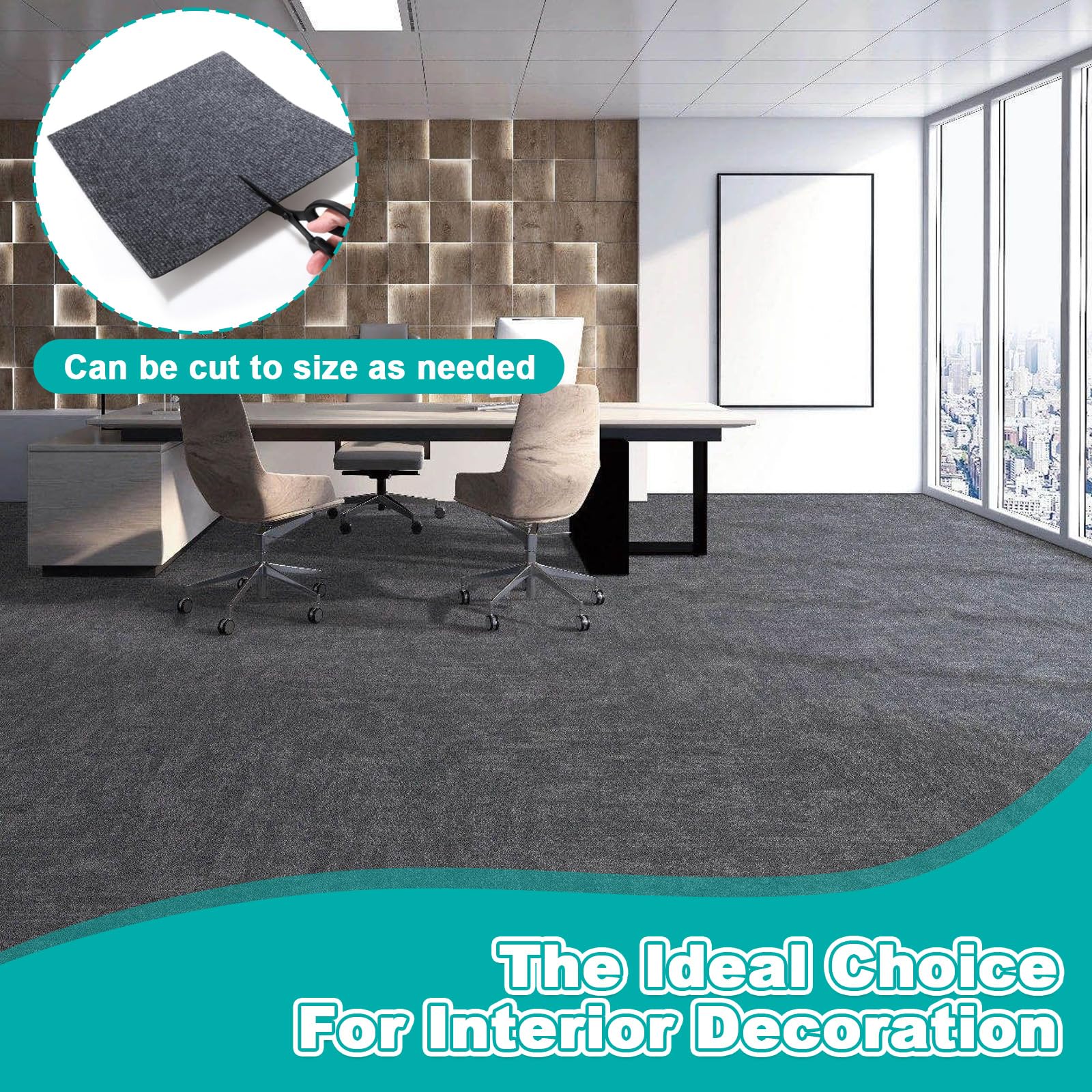 30Pcs Alfombras Suelo Autoadhesivas, 30x30cm Moquetas Azulejos Gris Oscuro Lavables Fácil de Pelar Pegar, Alfombrillas Baldosas Cuadradas Adhesivas Antideslizantes para Salón, Dormitorio, Oficina
