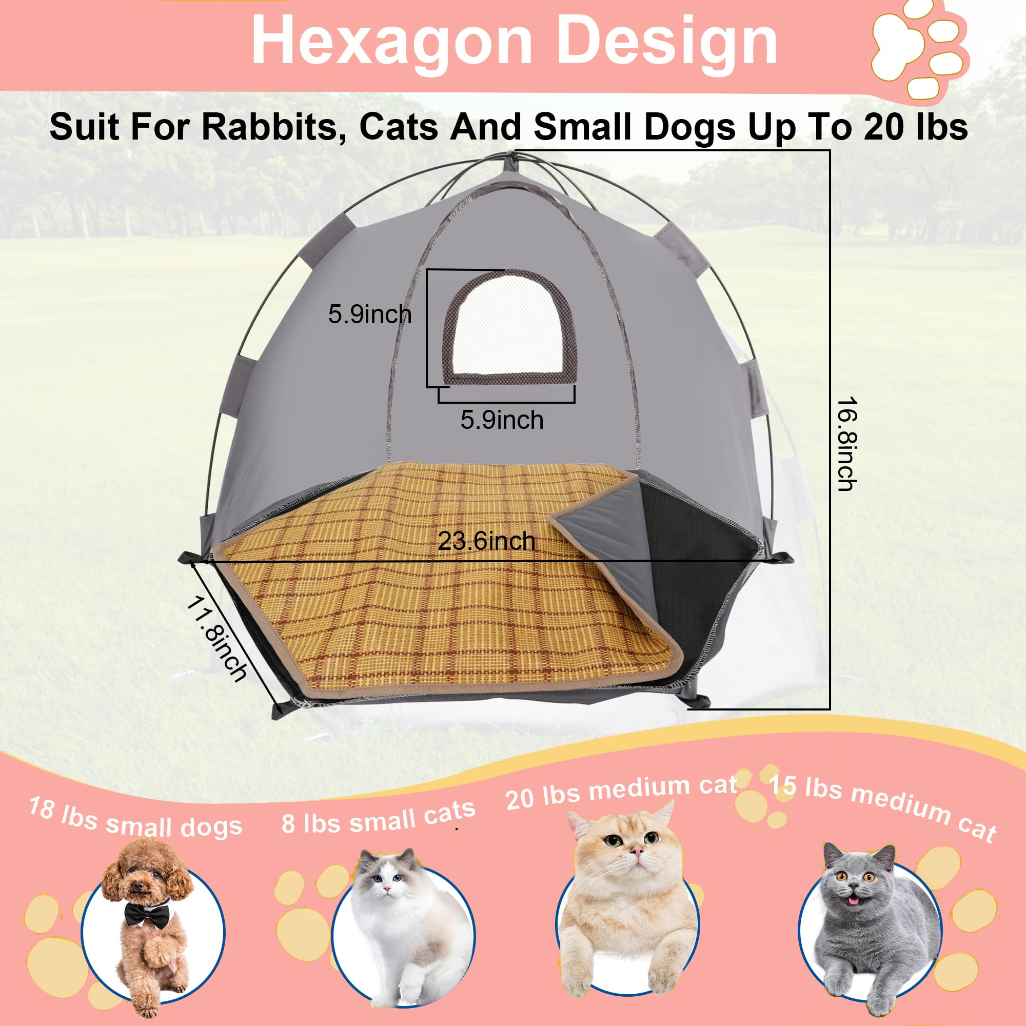 Yanvega Cat Tent Cat Beds for Indoor Cats Pet Supplies, 23.6