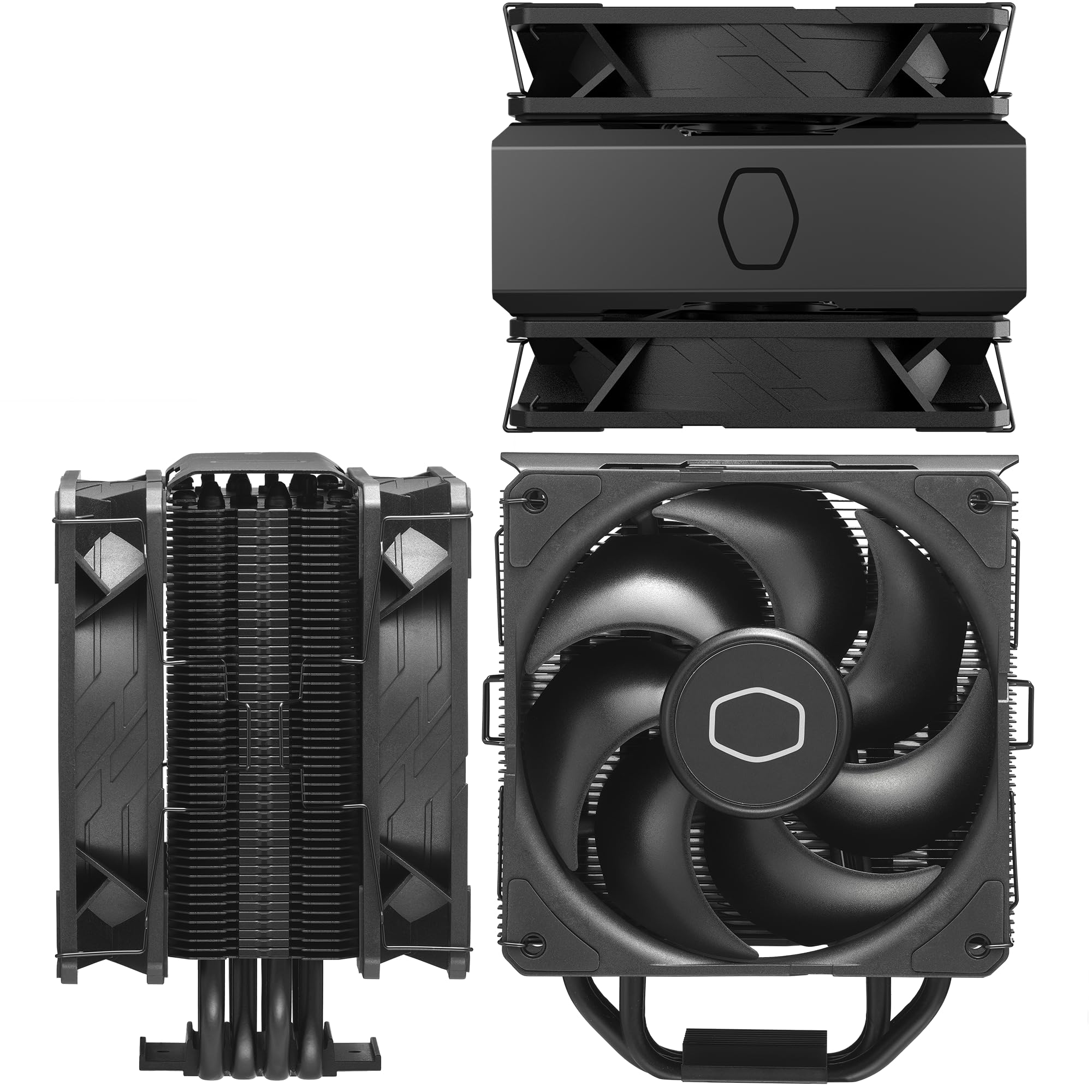 Cooler Master Hyper 212 Black X Duo - 2 ventole SickleFlow 120 Edge, finitura in alluminio, 4 tubi di calore a contatto diretto compatto, LGA 1200/1700 e AM4/AM5, colore: Nero