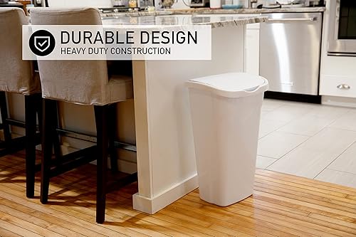 Miniatura 7 de United Solutions Cubo de basura de cocina de 10 galones y 40 cuartos de galón con tapa doble oscilante, paquete de 2, cesta de basura que cabe en