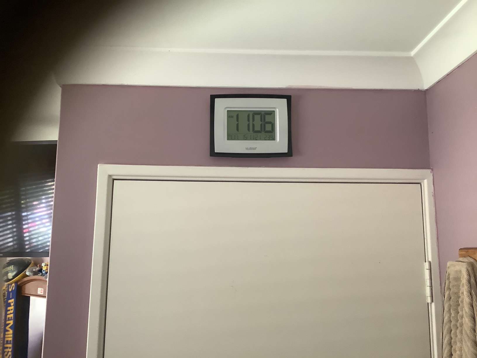 La Crosse Technology WT8002U Digital Wall Clock, Silver, Black Wall