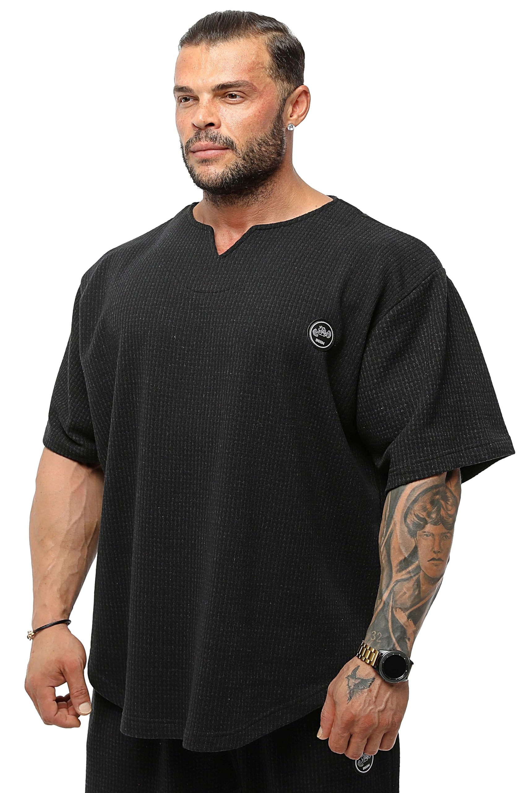 Maglietta da Uomo Oversize, Bodybuilding, Sollevamento Cardio, Tessuto Spesso, Tessuto Testurizzato
