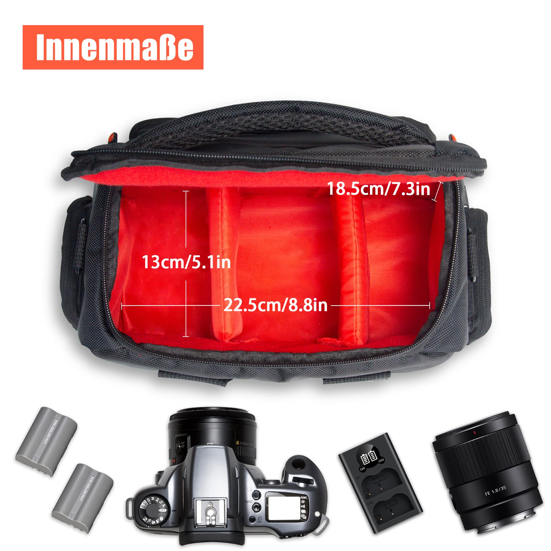 FOSOTO Custodia impermeabile per fotocamera SLR, grande compatibile con Nikon D3500 D3400 D5600 D7500 D850 Canon EOS 2000D 4000D 80D 750D 7D Mark II