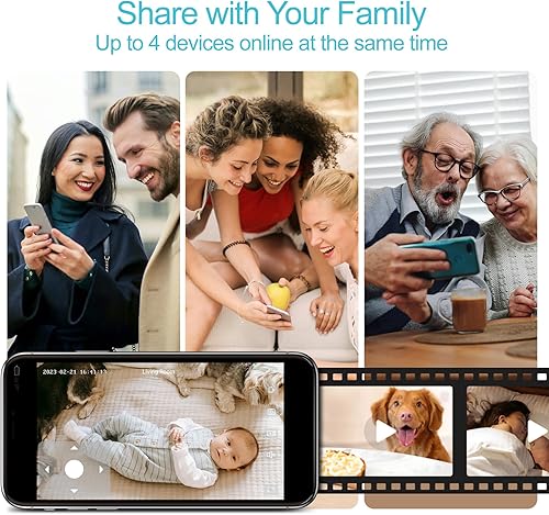 Miniatura 7 de woomo Cámara de seguridad para interiores, monitor de bebé WI-FI de 2.4 G  cámara para mascotas con aplicación de teléfono, reconocimiento de IA,