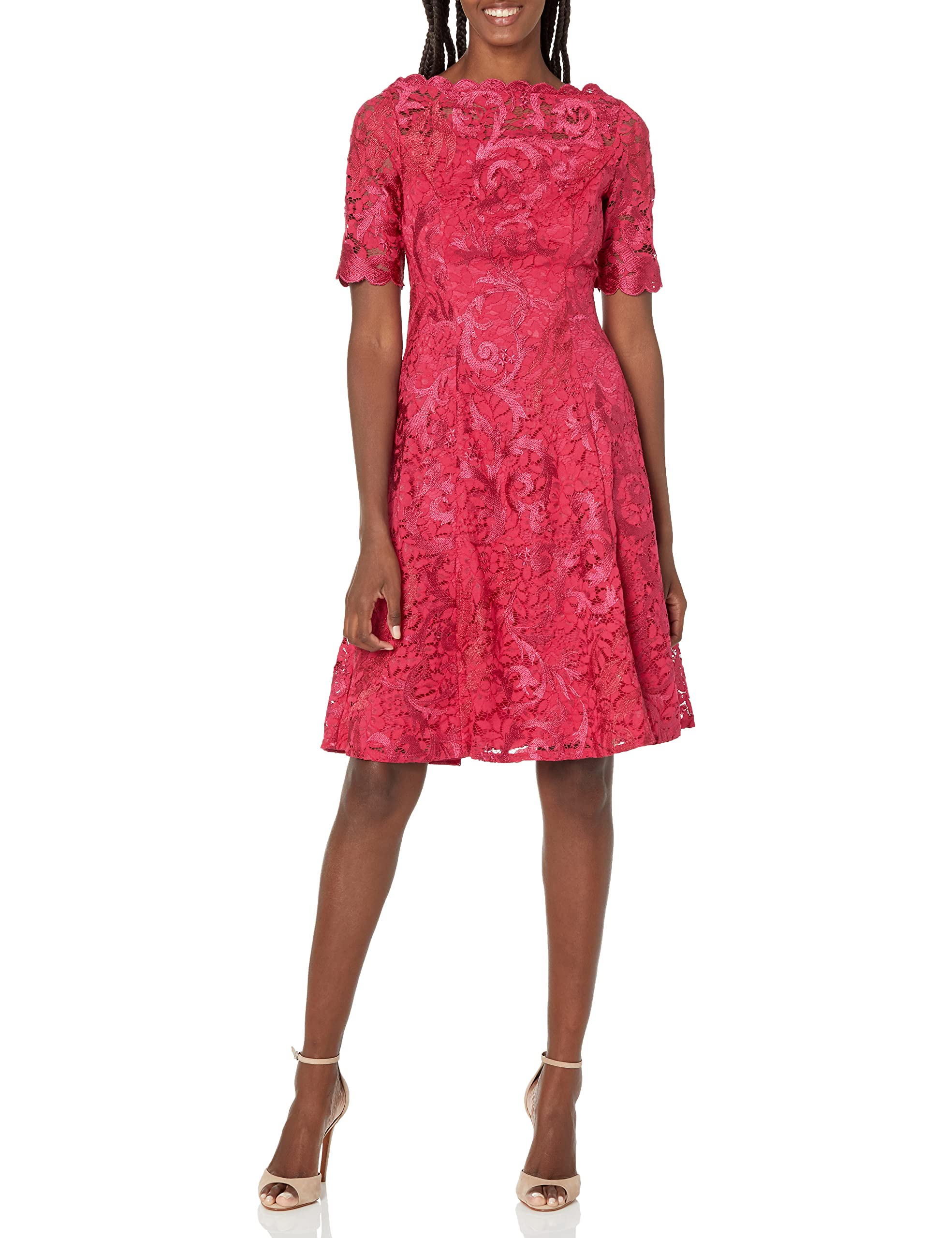 green emerald velvet dress Cap Sleeve Lace Midi Dress in French Blue Nude main image 0