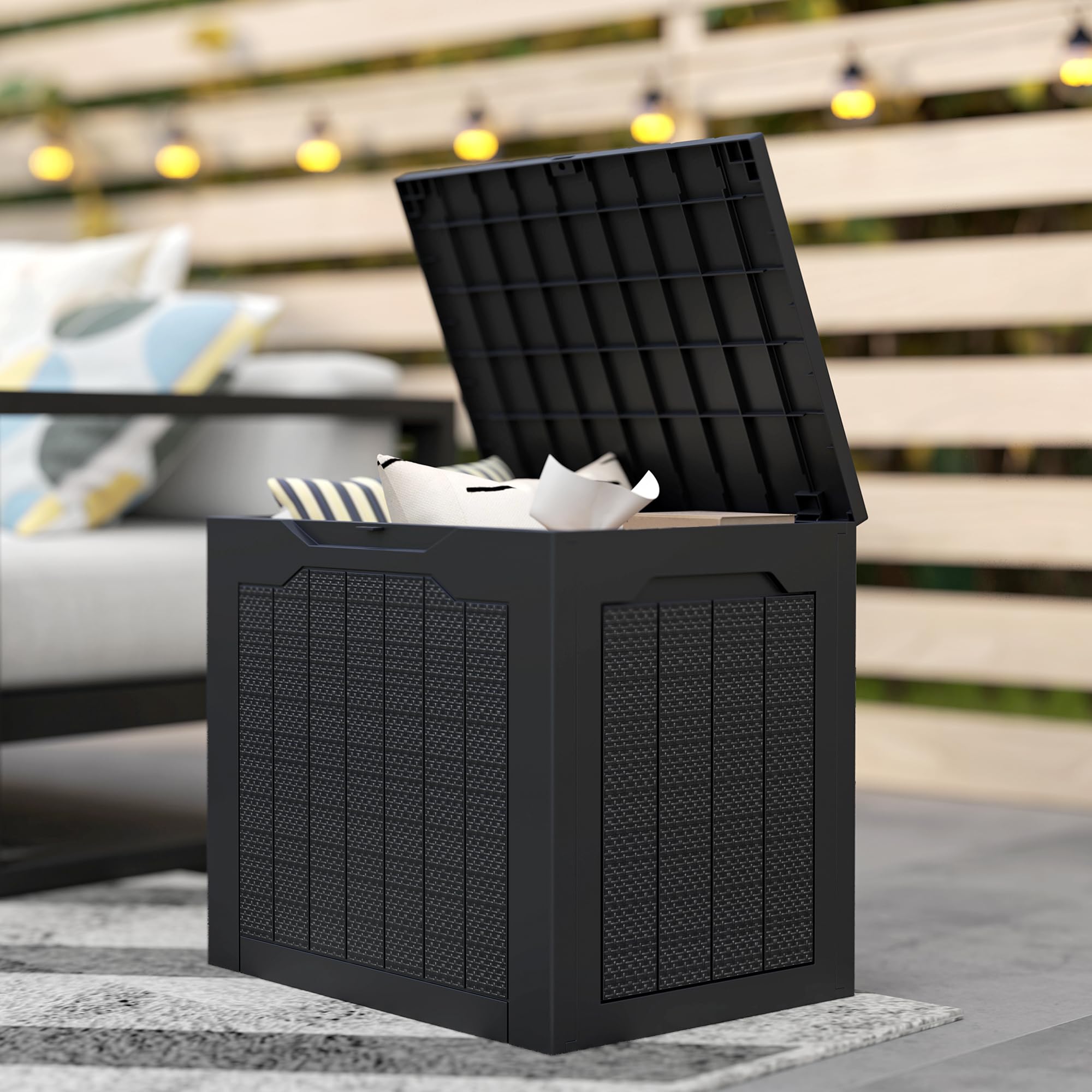 Outsunny Baule da Esterno 93L Impermeabile Resina 56x41x50 cm Nero