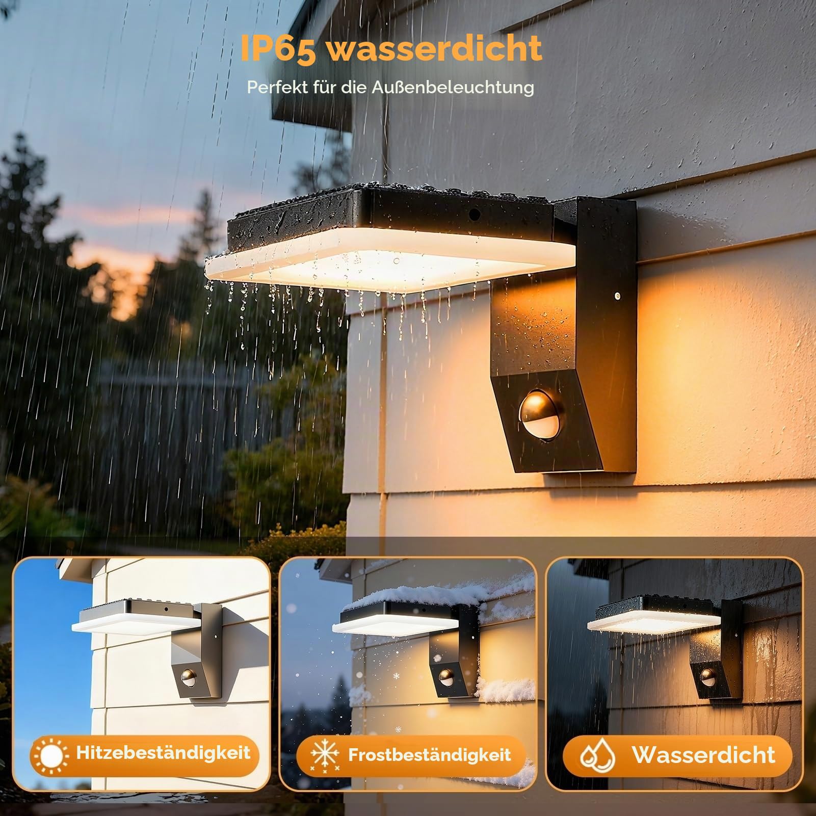 papasbox 2 Stück 32W Außenwandleuchte mit Bewegungsmelder Fernbedienung Aluminium mit LED Panel | Wandleuchte IP65 Wasserdicht 3000K Warmweiß Wandlampe Aussenleuchte für Aussen Innen Garten Terrasse