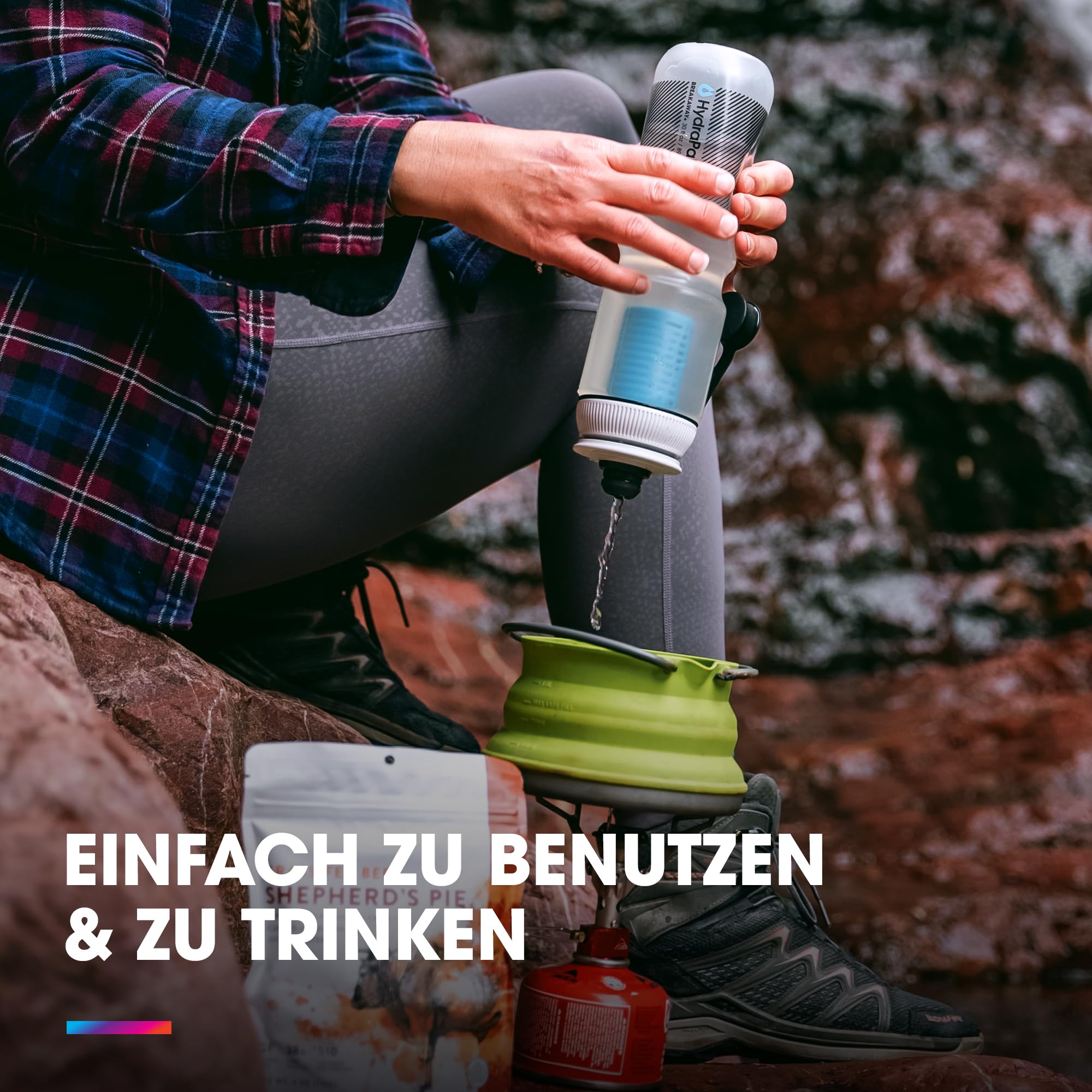 HydraPak Breakaway+ Filter Wasserflasche (20oz) - Wandern & Radfahren Squeeze Wasserflasche, Passt Rucksäcke & Fahrradkäfige - Klar