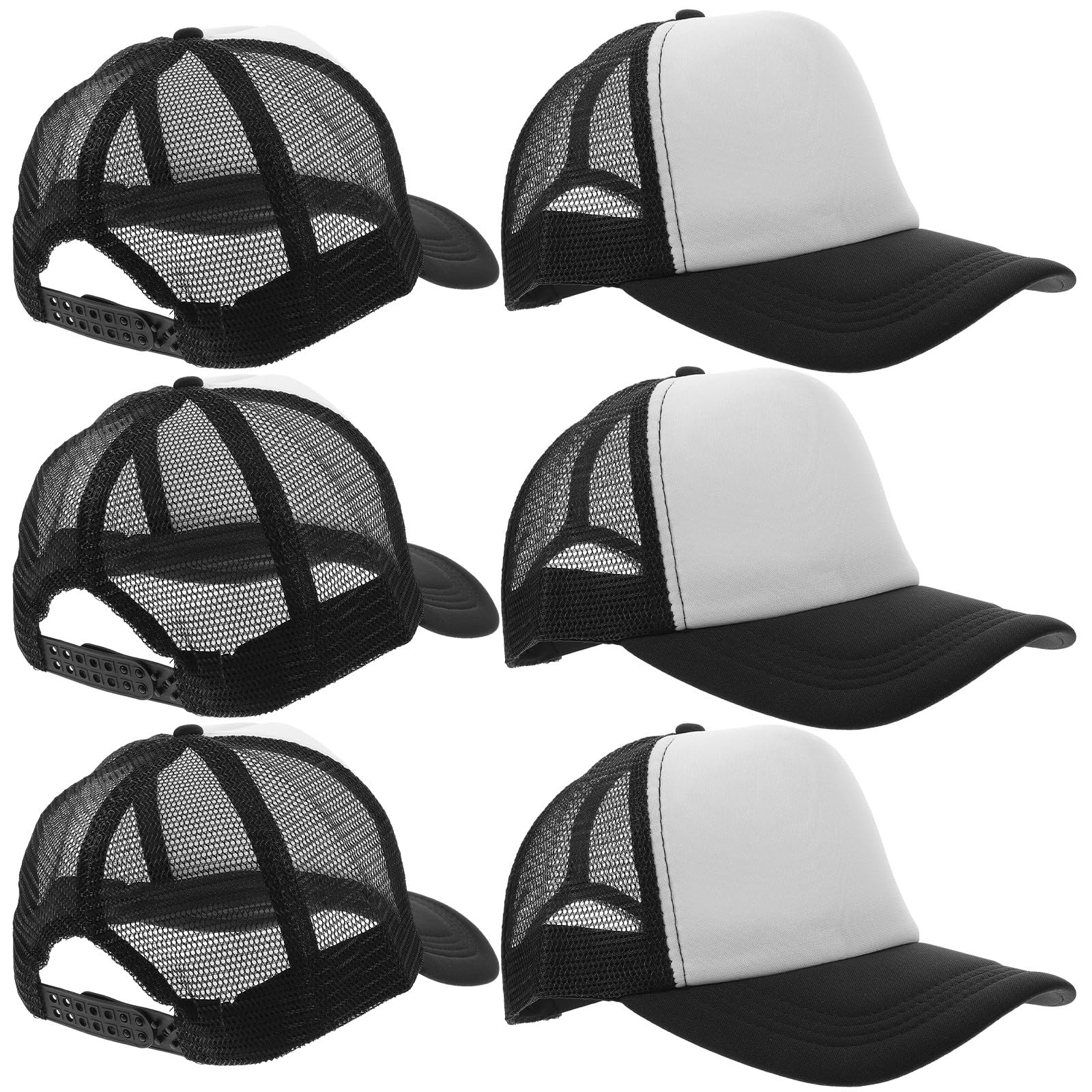 Pack da 10 Cappelli da Baseball Neri in Poliestere Rete, per Sublimazione e Stampa a Trasferimento Termico, Stile Casual per Ciclismo e attività All'aperto