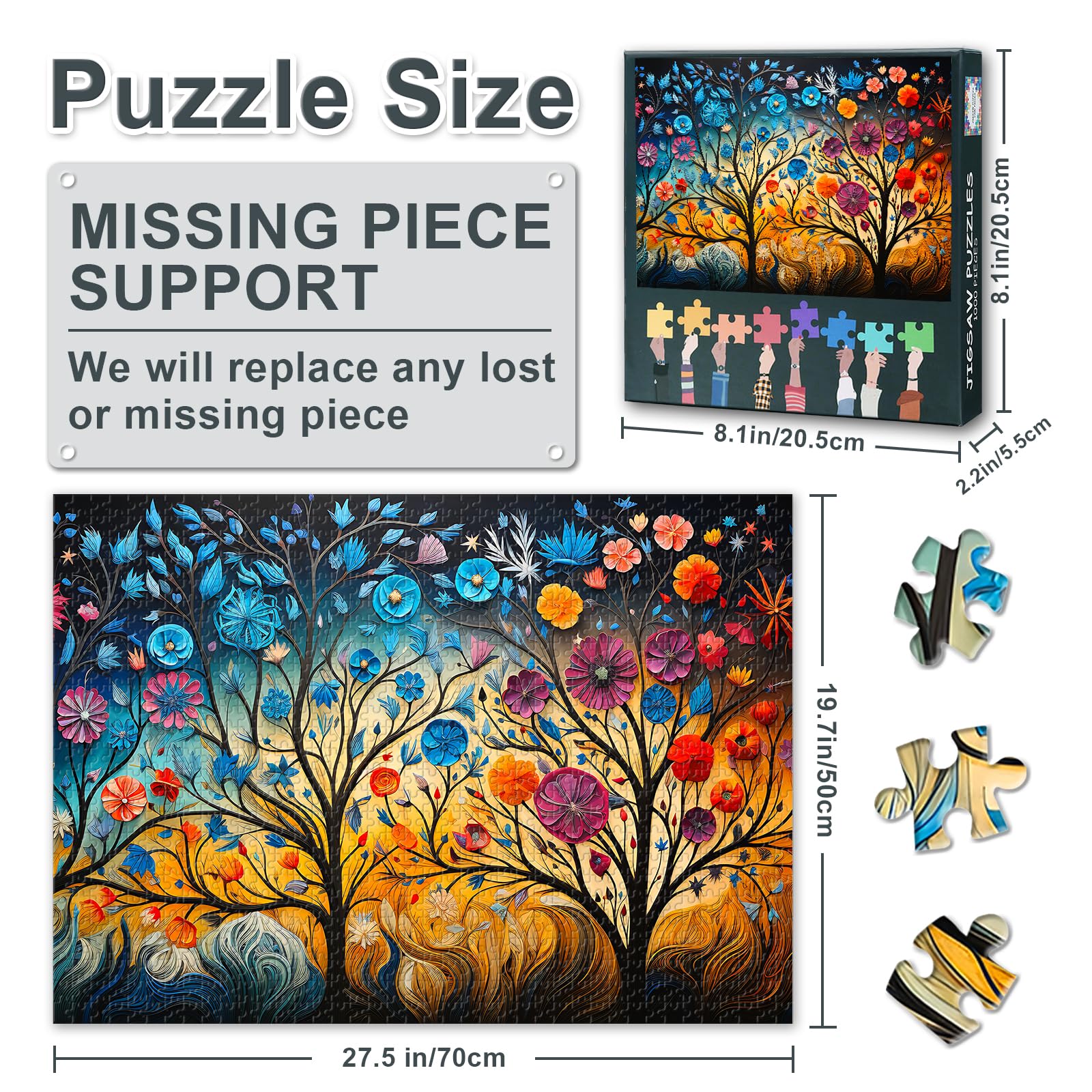 Collectible Jigsaw Puzzles Impressionist Tree Flowers, Abstract Trees Art - Image 3