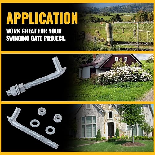 Miniatura 7 de VIVIDA Bisagra de puerta de perno en J de 8 pulgadas, paquete de 2, bisagra de perno de puerta con pasador macho de 58 pulgadas, herrajes de valla