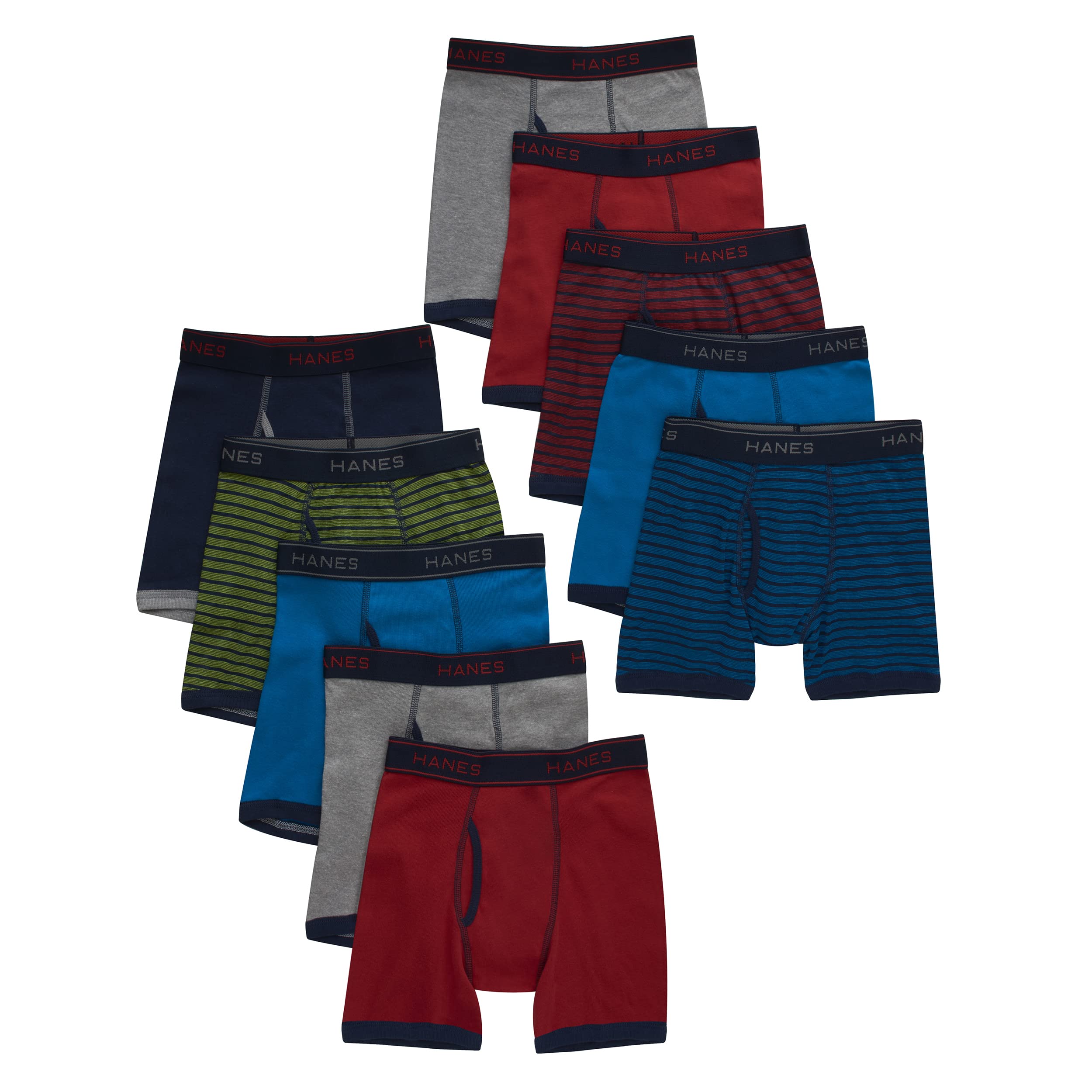 Hanes Boys Tagless ComfortFlex Waistband Boxer Brief Underwear 10 Pack M Assorted