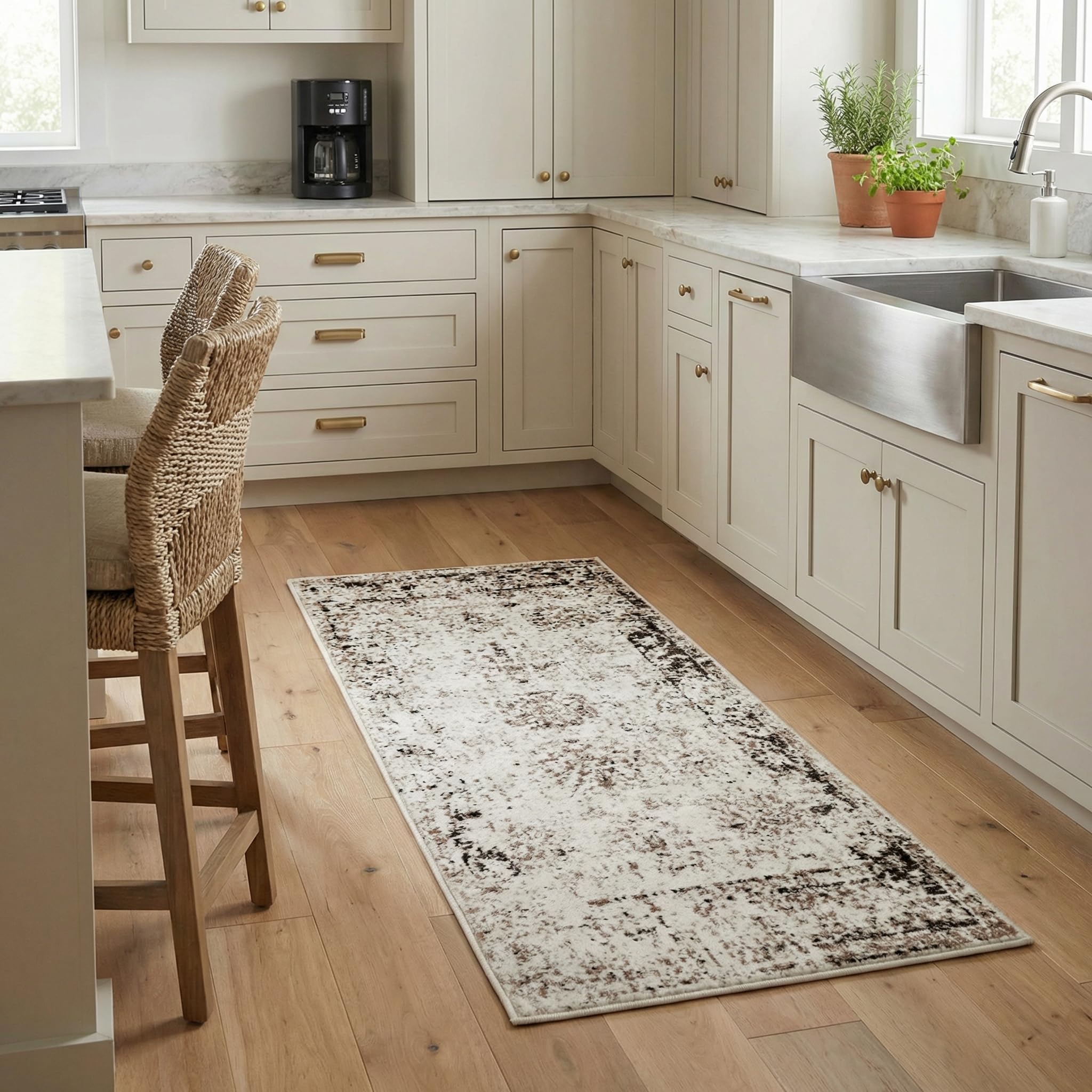 Unique Loom Sofia Collection Area Rug - Casino (3' 3" x 19' 8" Runner, Beige/ Tan)