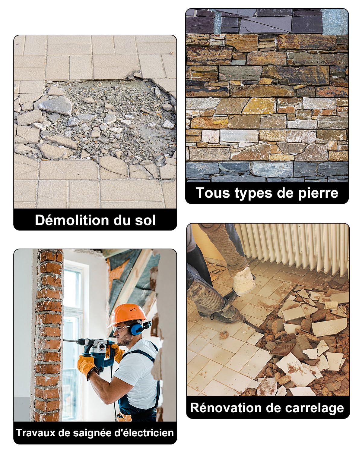 Lytool 2 Pcs Burin-SDS-PLUS-Carrelage 250x40mm/280x100mm Burin:Plat pour Carreleur SDS-Plus Ciseau à Carrelage pour Céramique,pour Perceuses Légères et Marteaux à Percussion