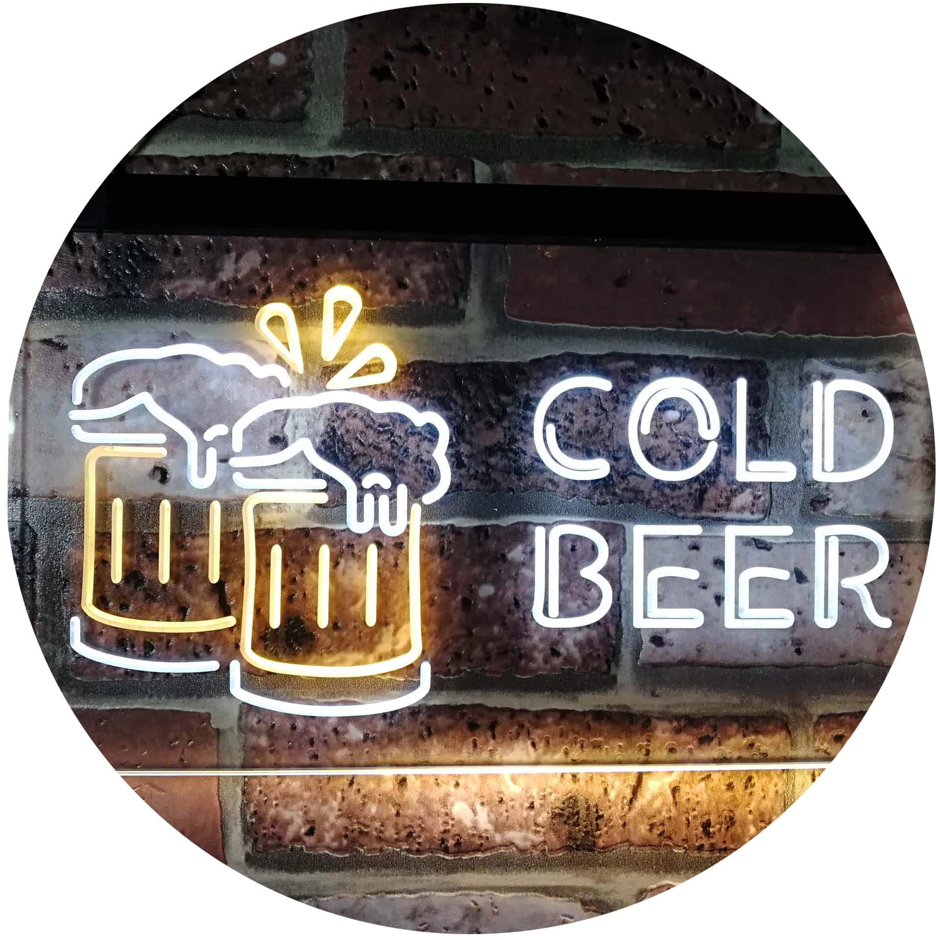 ADVPRO Cold Beer Bar Pub Club Décor Dual Color LED Neon Sign White & Yellow 400mm x 300mm st6s43-i2069-wy