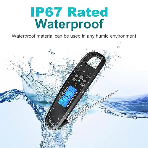 Miniatura 4 de Termómetro digital para carne, termómetro de cocina impermeable IP67 con luz de fondo y función de sujeción, termómetro de lectura instantánea para