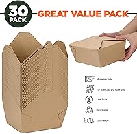 Vista 2 de Fit Meal Prep Paquete de 30 recipientes desechables de 110 onzas para llevar para microondas, cajas de papel kraft para llevar, contenedores