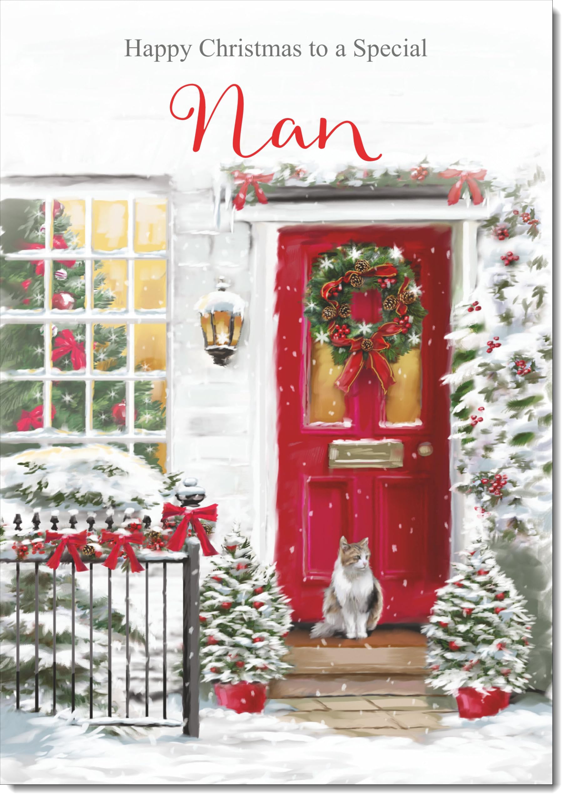 doodlecards Nan Christmas Card Red Door Large A4 Size Christmas Card for Nan with Plain Envelope — image 1