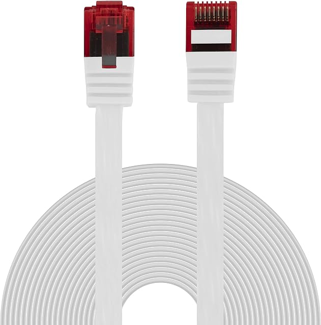 BIGtec Kabel Ethernet LAN 3 m elastyczny płaski kabel sieciowy kabel krosowy biały płaski kabel Gigabit DSL ISDN kabel płaski kabel instalacyjny wtyczka RJ45