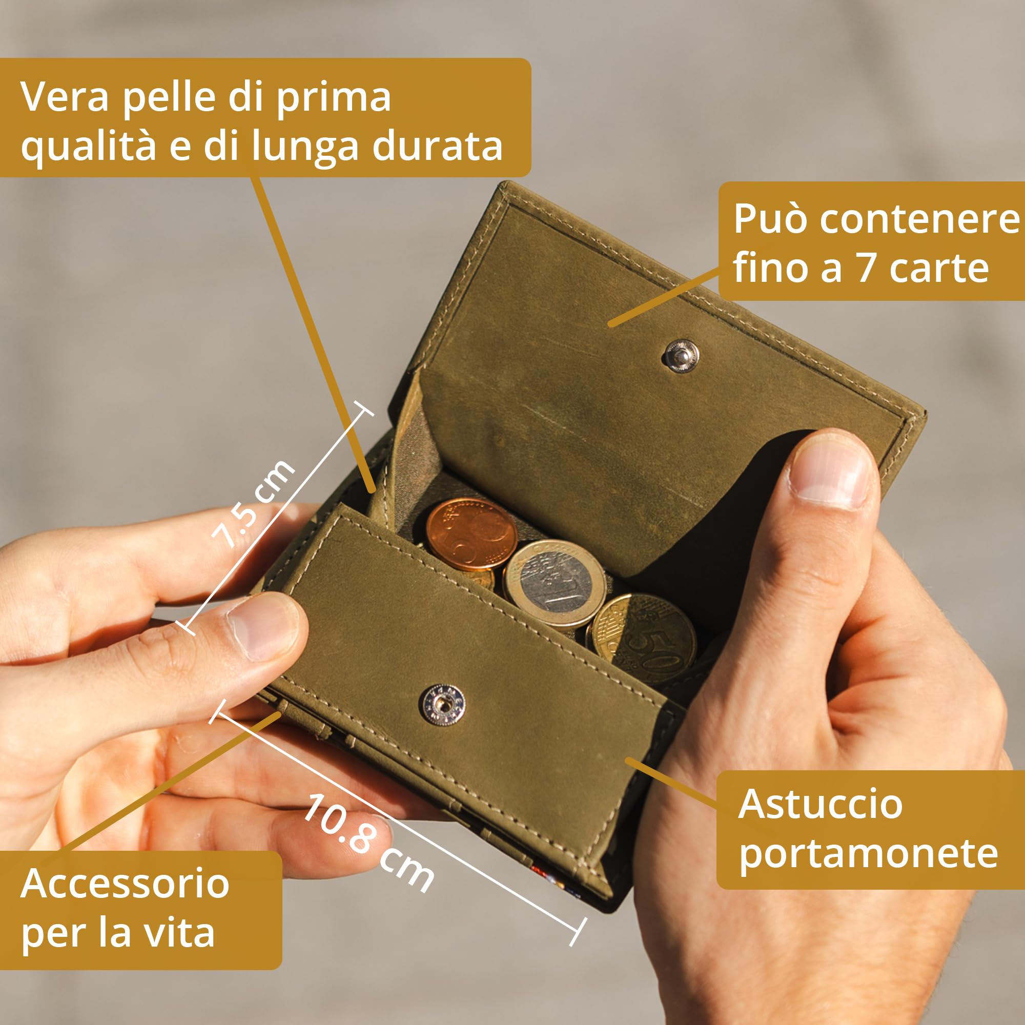 GARZINI Portafoglio Magico - in vera pelle, sottile e minimalista Magic Wallet da uomo con sistema di blocco RFID e portamonete