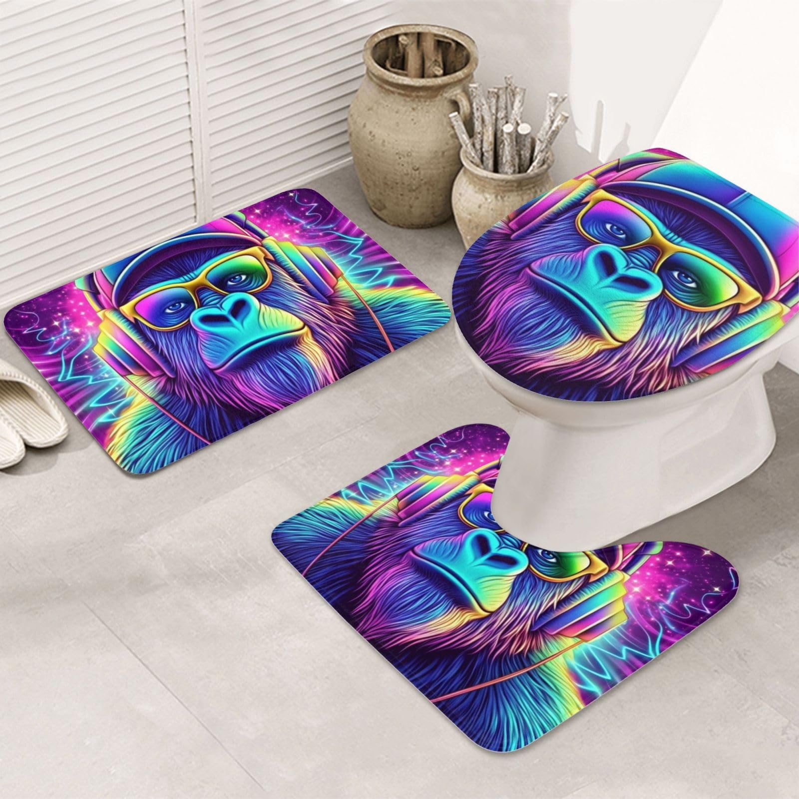 Alfombrilla de contorno y alfombras de baño de microfibra suave de neón