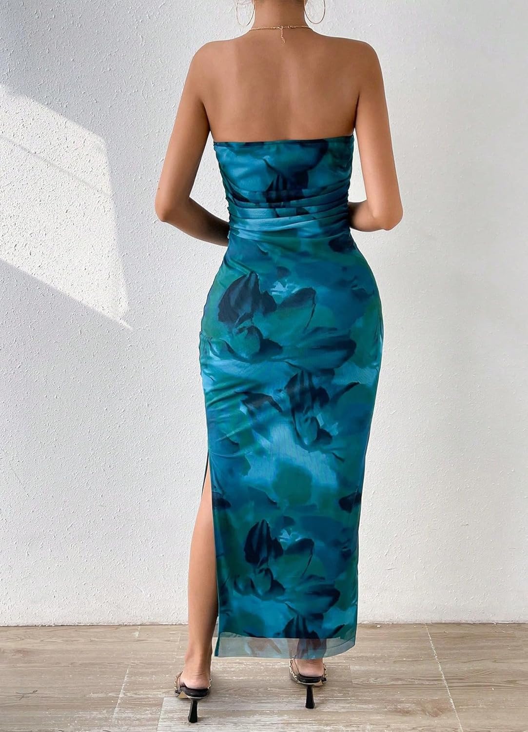Women's Summer Strapless Dresses 2025 Maxi Bodycon Tube Top Dress Floral Beach Vacation Clothes for Women - Image 2