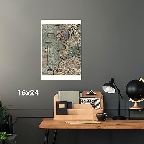 Miniatura 4 de Cresques Atlas Catalán - Mapa del mundo - 1387 - Mapa antiguo - Placa 1 de 3 - 16 x 24 pulgadas