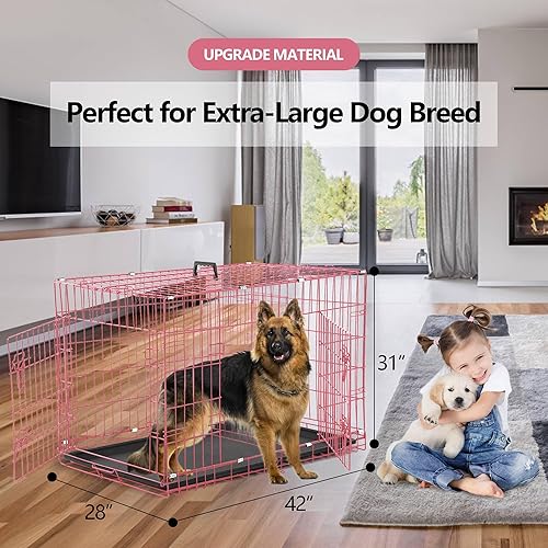 Miniatura 8 de Jaula para perros pequeños de 24 pulgadas, jaulas resistentes para perros pequeños, jaula plegable de alambre de metal con bandejas extraíbles,