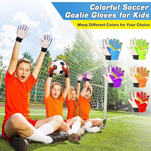 Miniatura 2 de Jalunth - Guantes de portero de fútbol con palma de látex texturizada antideslizante y parte trasera de PU suave, para niños y jóvenes
