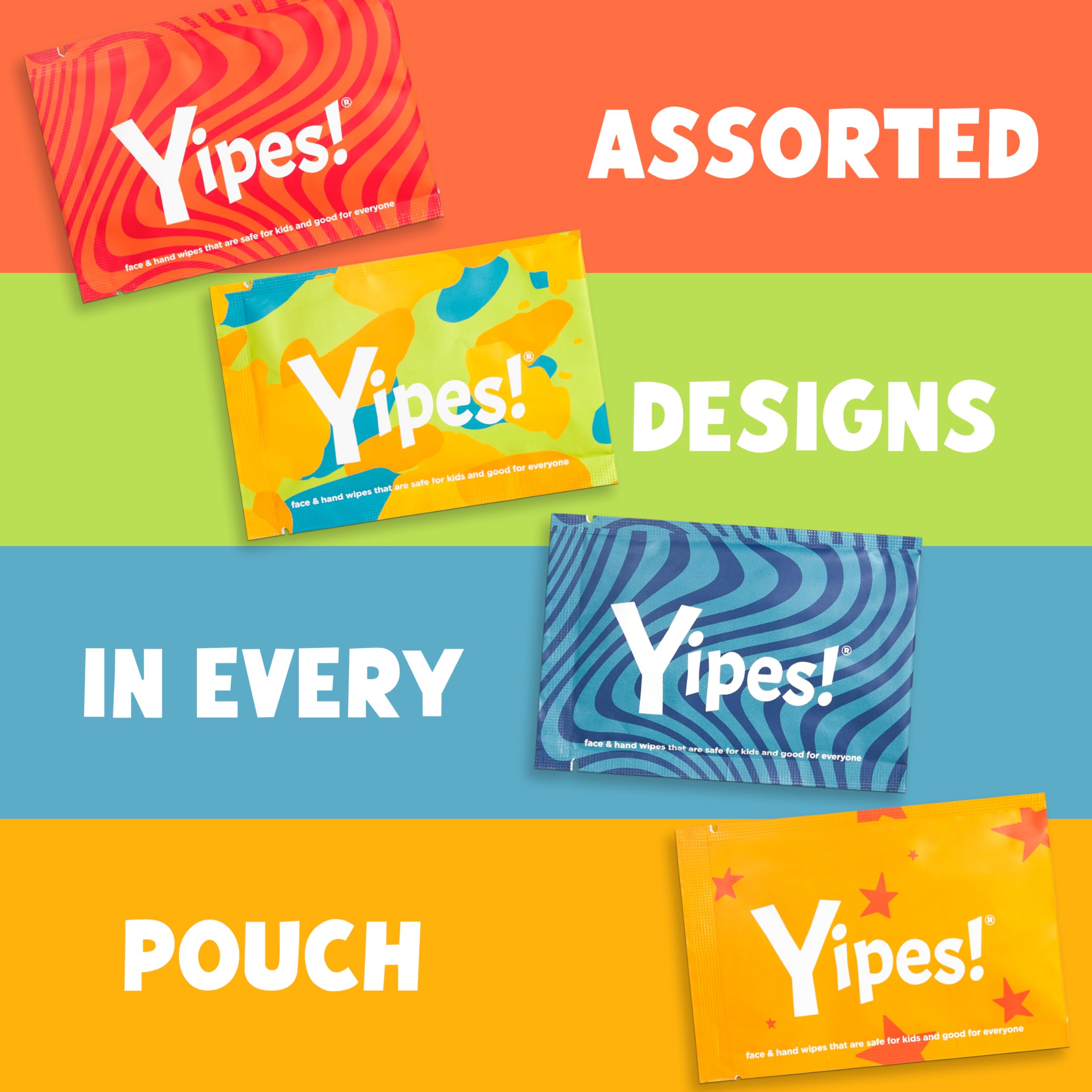 Yipes! Toallitas húmedas compostables para piel sensible para niños, envueltas individualmente, imprescindibles para el aula, artículos esenciales de viaje, para mochilas, loncheras, suministros para