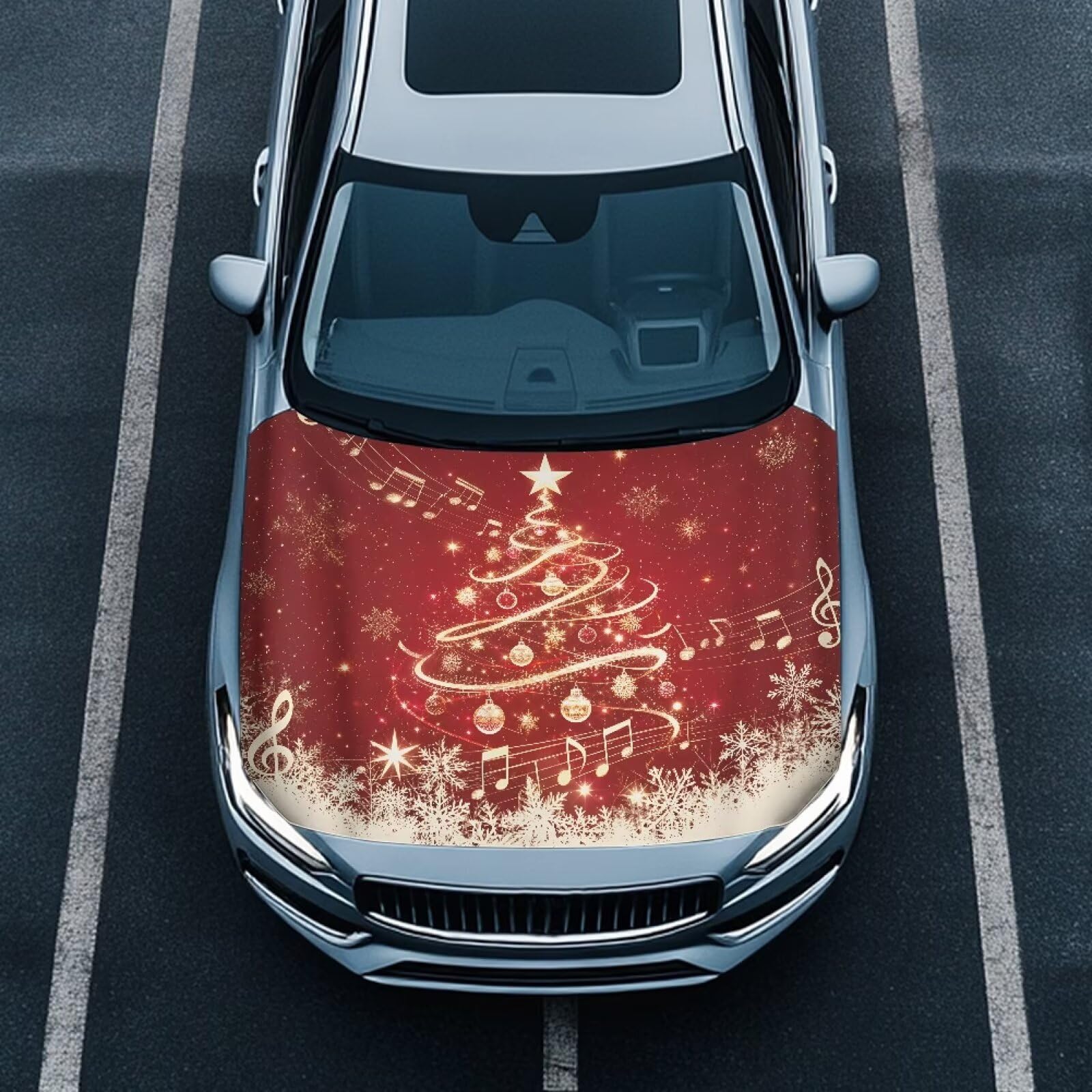 Renewold Christmas Tree Car Front Hood Cover for Sedan SUV Small Truck