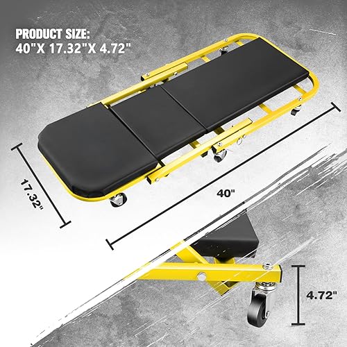 Miniatura 63 de DNA MOTORING TOOLS-00186 - Asiento plegable 2 en 1 de 40 pulgadas, 6 ruedas de 2 pulgadas, capacidad de peso de 330.7 lbs, color rojo