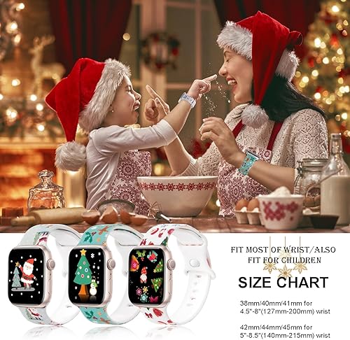 Miniatura 6 de Correa de Navidad compatible con Apple Watch de invierno para mujer, paquete de 3 unidades Ultra de 1.496 pulgadas, 1.575 pulgadas, 1.614 pulgadas,