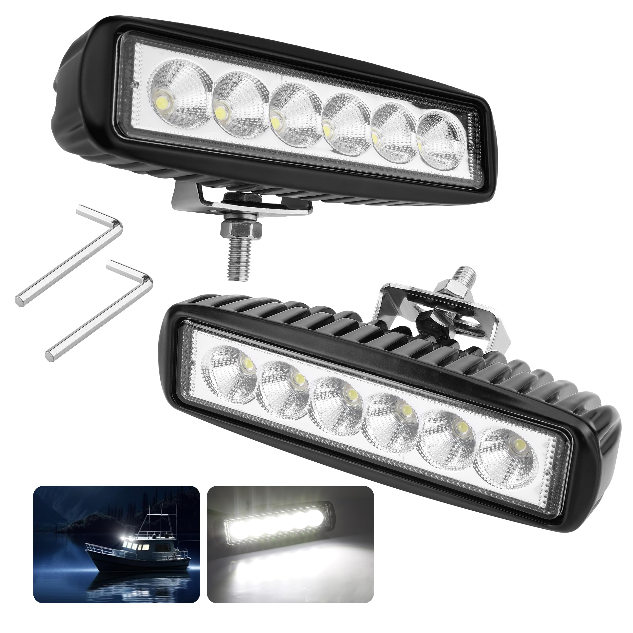 RVZONE 18W 1200LM Marine Spreader Lights 2-Pack