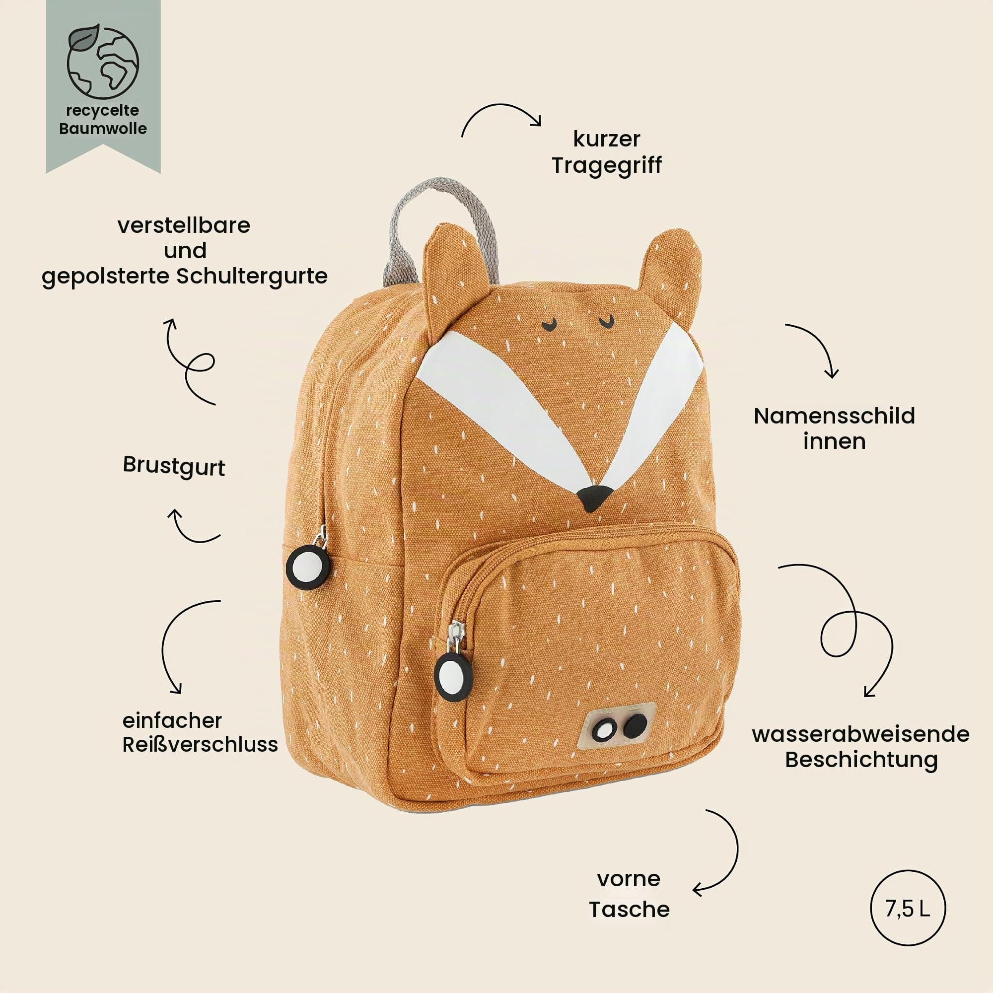 Trixie Kindergartenrucksack, Vorschulrucksack mit Brustgurt, Tasche