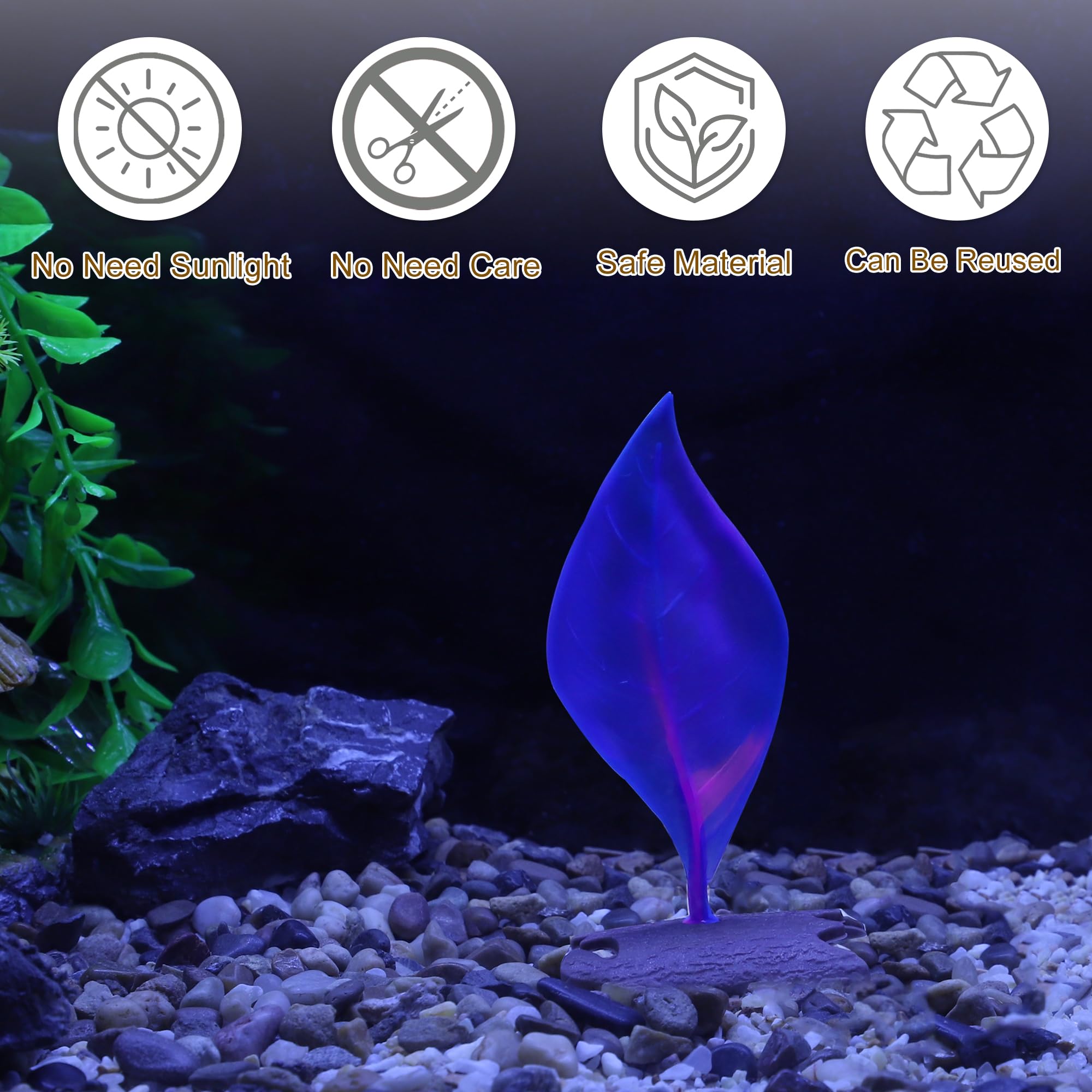 CAPASTEC Betta Fish Bed, Betta Leaf Bed, Silicone Betta Hammock, 1 Set, Blue - Image 3
