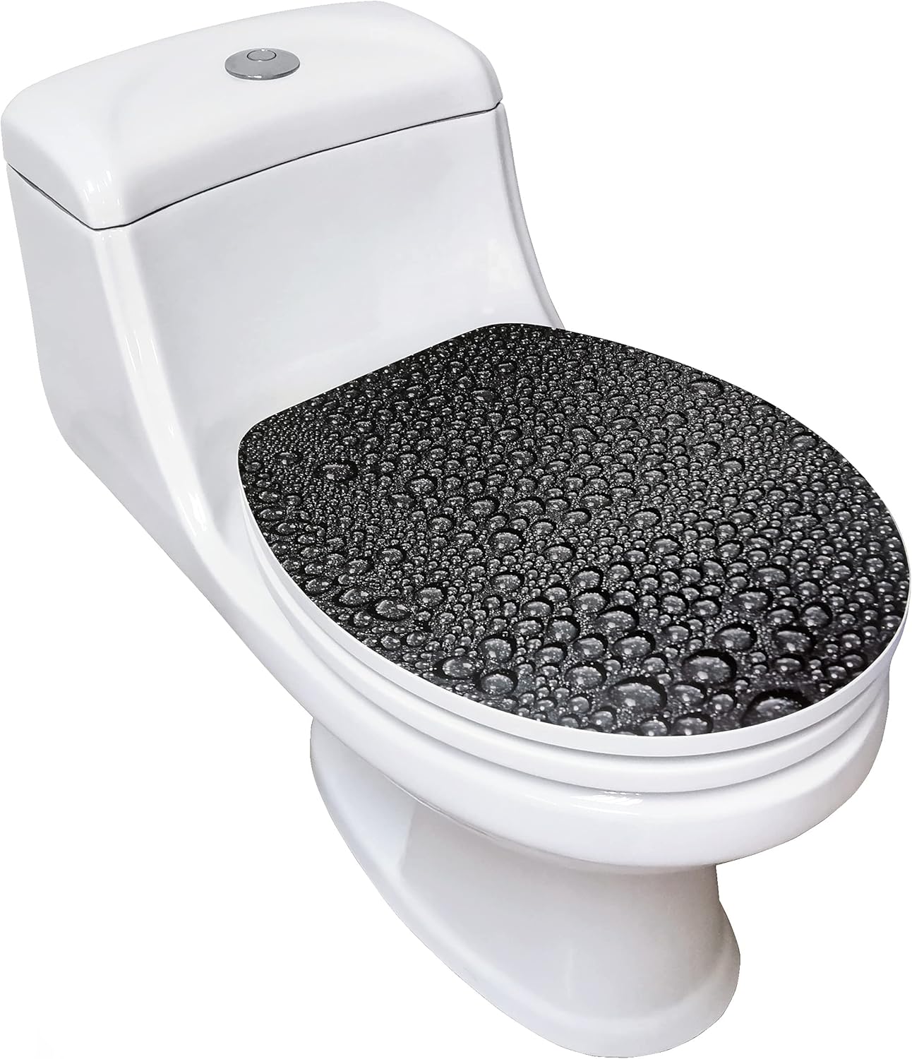 Loo With A View MDF021 Water Droplets Soft Close Toilet Seat, Dark Grey