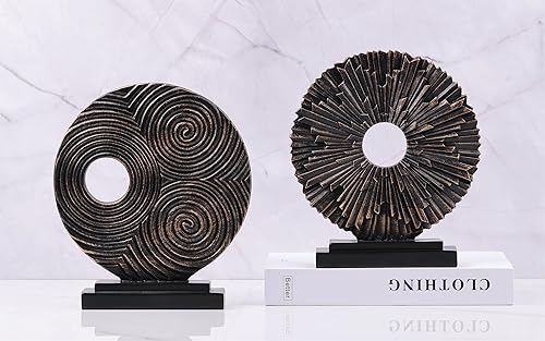 Miniatura 5 de WUBIANJIE Escultura moderna de decoración del hogar en negro y dorado, estatua de línea redonda única, pieza decorativa para sala de estar, oficina