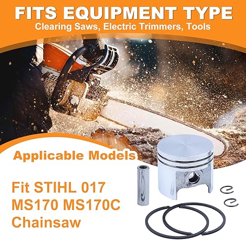 Miniatura 2 de Kit de clips de pistón de 1.457 in/anillos de dedo para STIHL 017 MS170 MS 170 motosierra # 1130 030 2000 piezas del motor