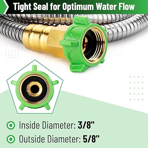 Miniatura 3 de UNCO - Manguera de metal de acero inoxidable, 4 pies, sin torceduras, manguera de jardín corta de metal